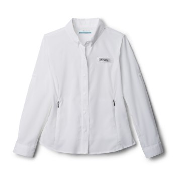 Columbia PFG Tamiami Long Sleeve, Camisa Blancos Para Niña | 059764-OWT